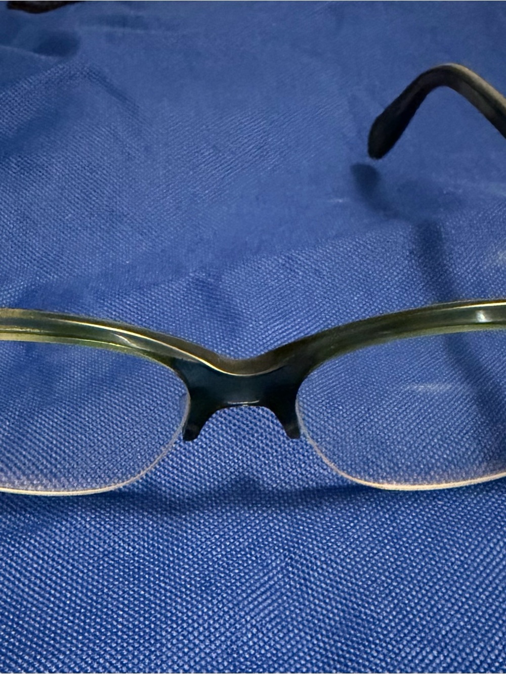 Oliver Peoples Semi-Rimless Eyeglasses in Dark Green and Black
